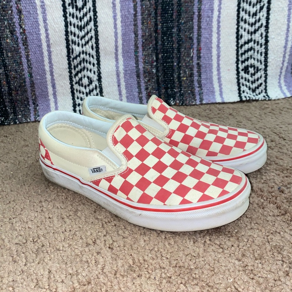 red checkered slip on vans